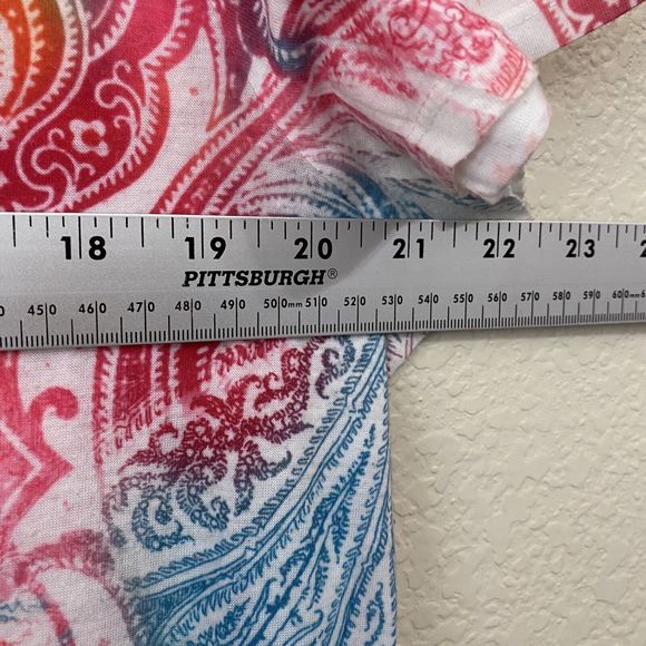 Chico's Shirt Womens Size 3 XL Boho Paisley Short Sleeve Multicolor - Picture 5 of 9